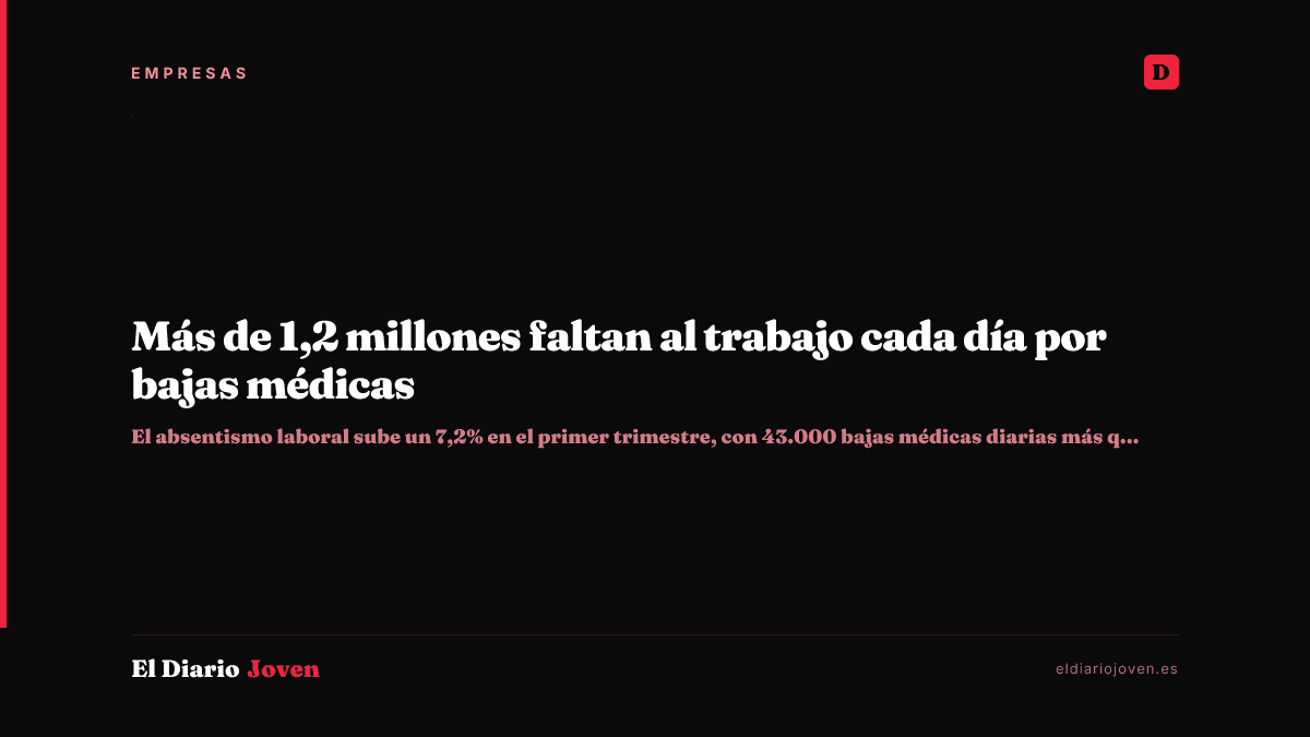 Más de 1,2 millones faltan al trabajo cada día por bajas médicas