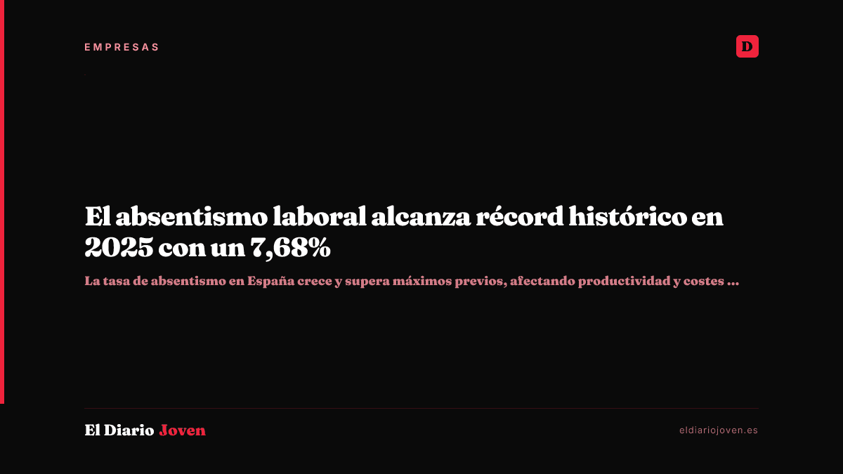 El absentismo laboral alcanza récord histórico en 2025 con un 7,68%