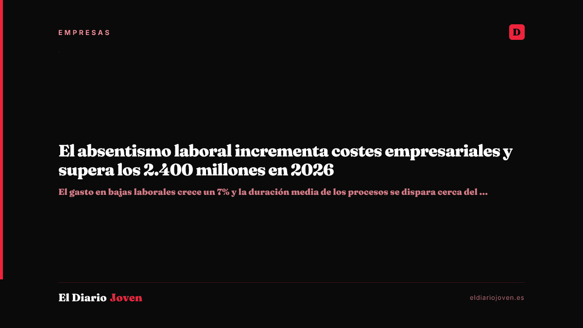 El absentismo laboral incrementa costes empresariales y supera los 2.400 millones en 2026