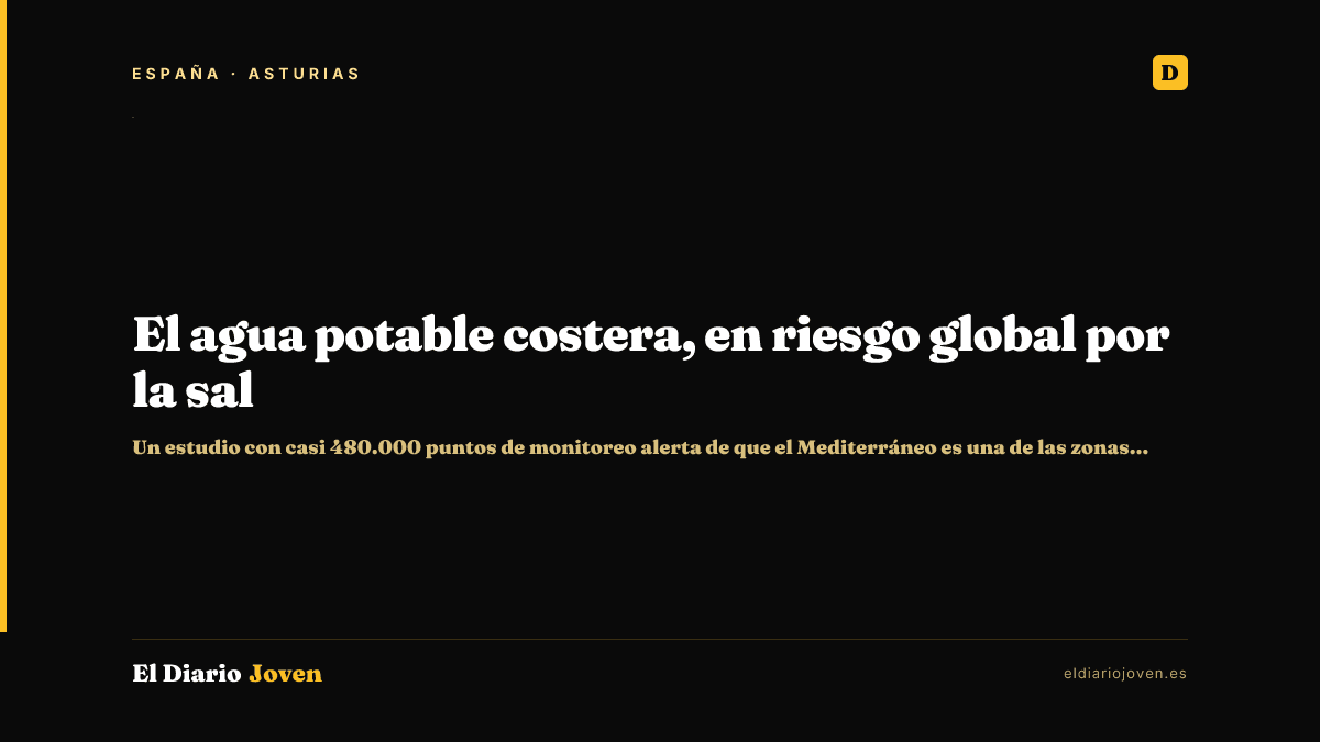 El agua potable costera, en riesgo global por la sal