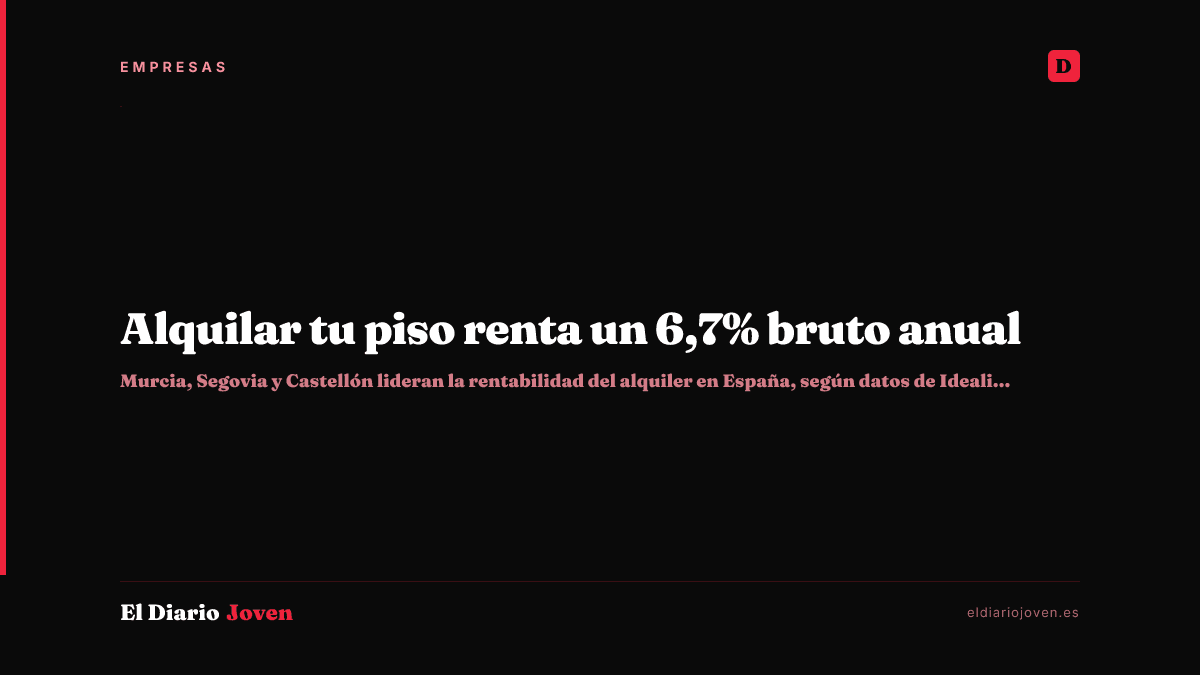 Alquilar tu piso renta un 6,7% bruto anual
