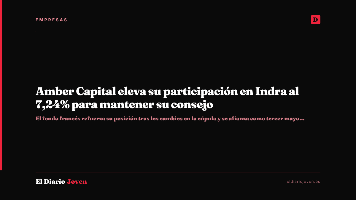 Amber Capital eleva su participación en Indra al 7,24% para mantener su consejo