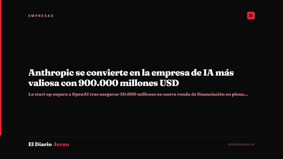 Anthropic se convierte en la empresa de IA más valiosa con 900.000 millones USD