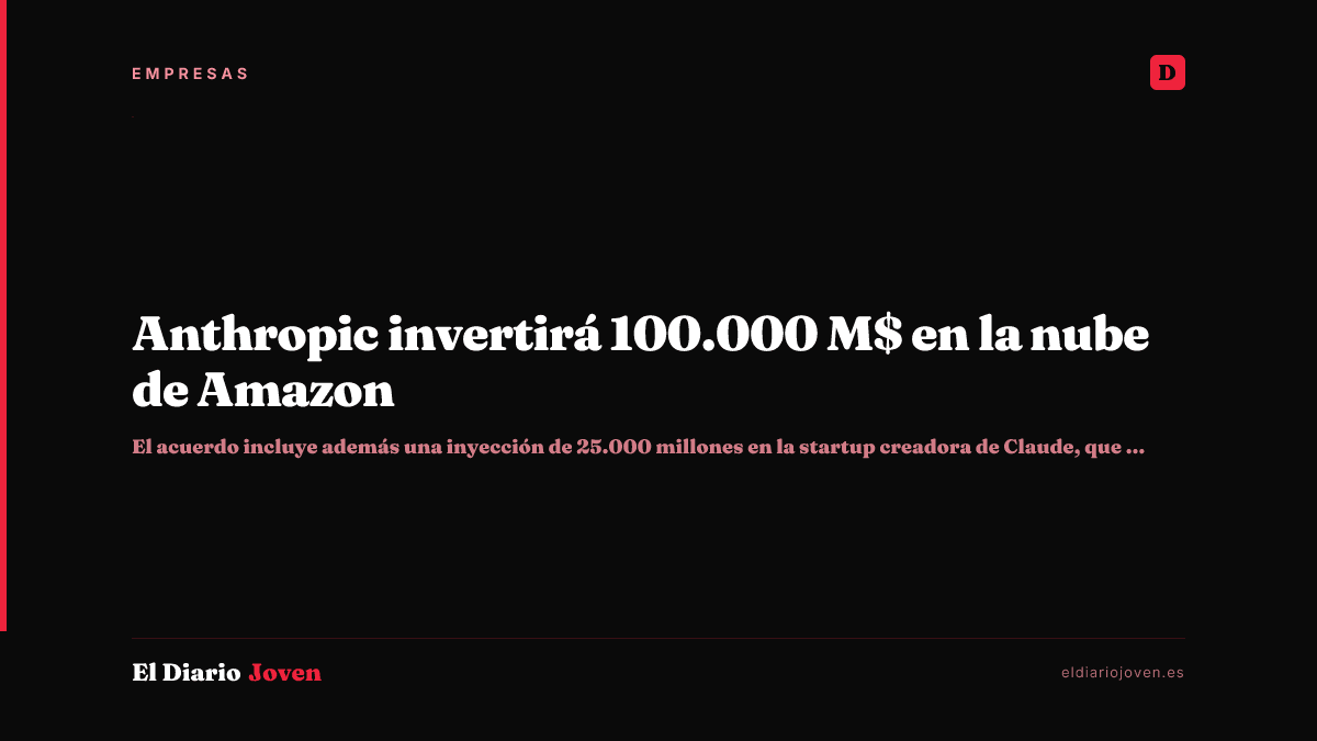 Anthropic invertirá 100.000 M$ en la nube de Amazon