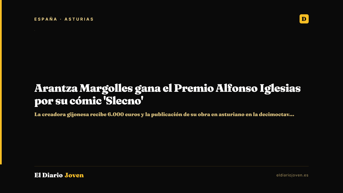 Arantza Margolles gana el Premio Alfonso Iglesias por su cómic 'Slecno'