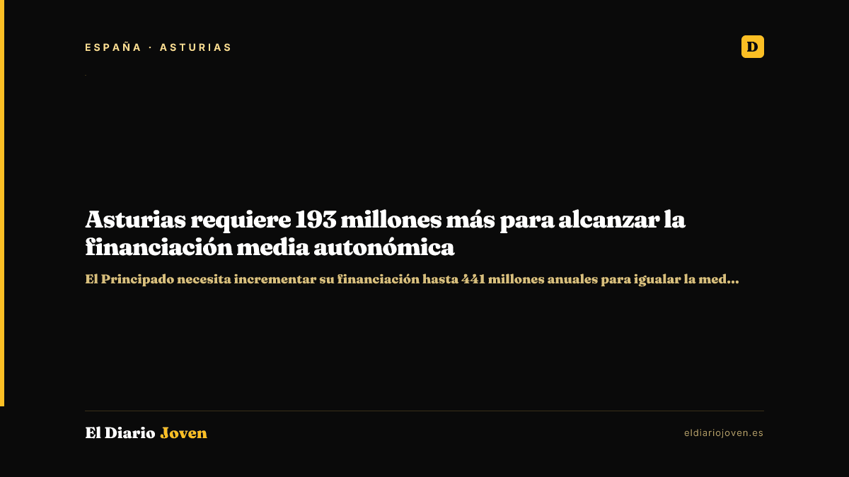 Asturias requiere 193 millones más para alcanzar la financiación media autonómica