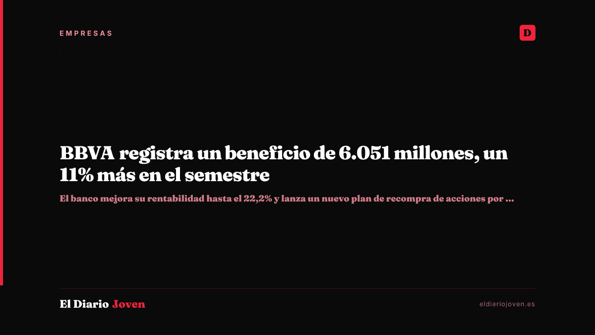 BBVA registra un beneficio de 6.051 millones, un 11% más en el semestre