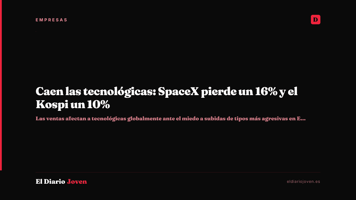 Caen las tecnológicas: SpaceX pierde un 16% y el Kospi un 10%