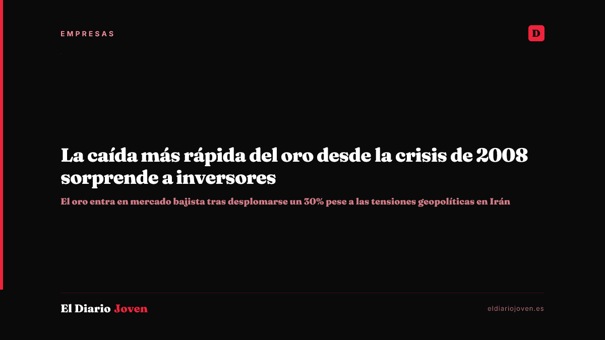 La caída más rápida del oro desde la crisis de 2008 sorprende a inversores