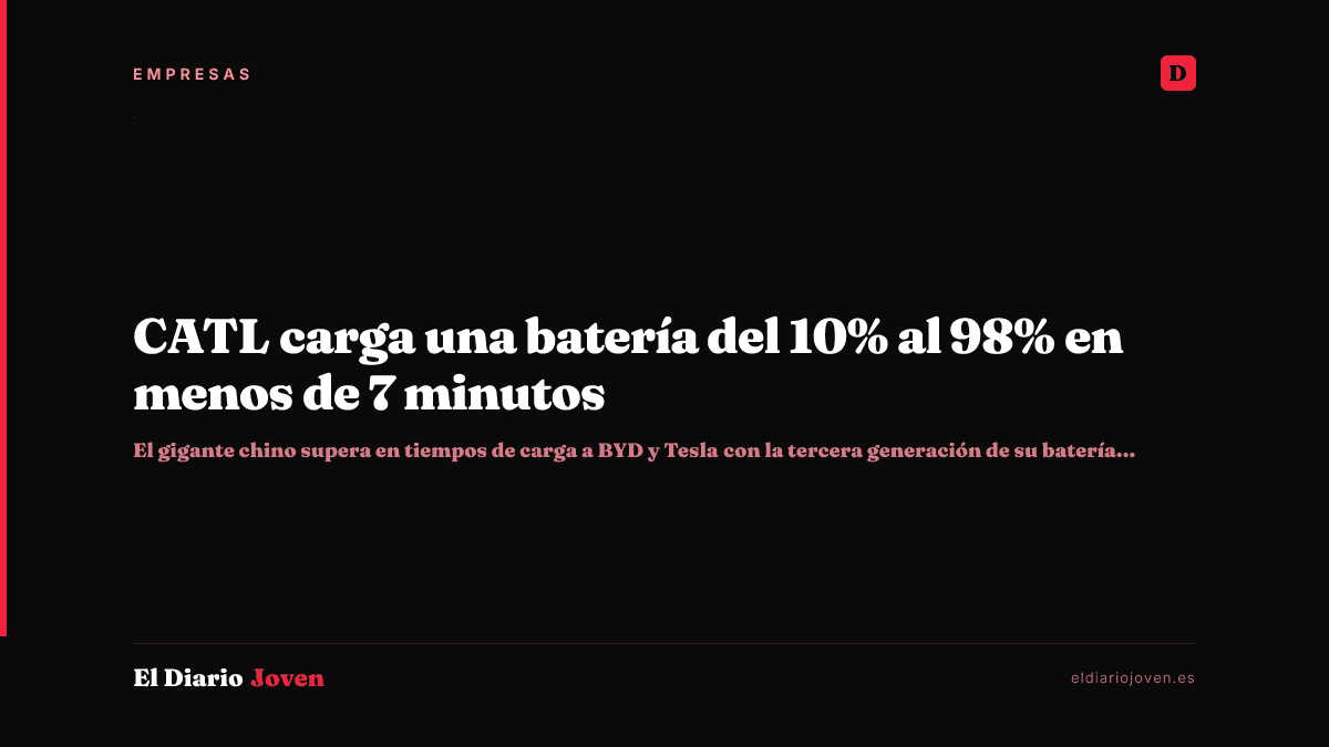 CATL carga una batería del 10% al 98% en menos de 7 minutos