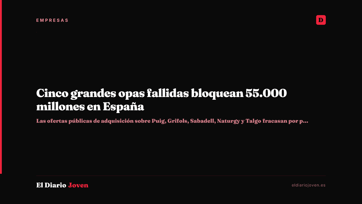 Cinco grandes opas fallidas bloquean 55.000 millones en España
