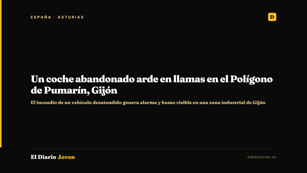 Un coche abandonado arde en llamas en el Polígono de Pumarín, Gijón