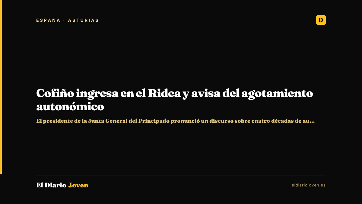 Cofiño ingresa en el Ridea y avisa del agotamiento autonómico
