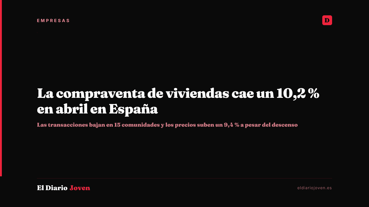 La compraventa de viviendas cae un 10,2 % en abril en España
