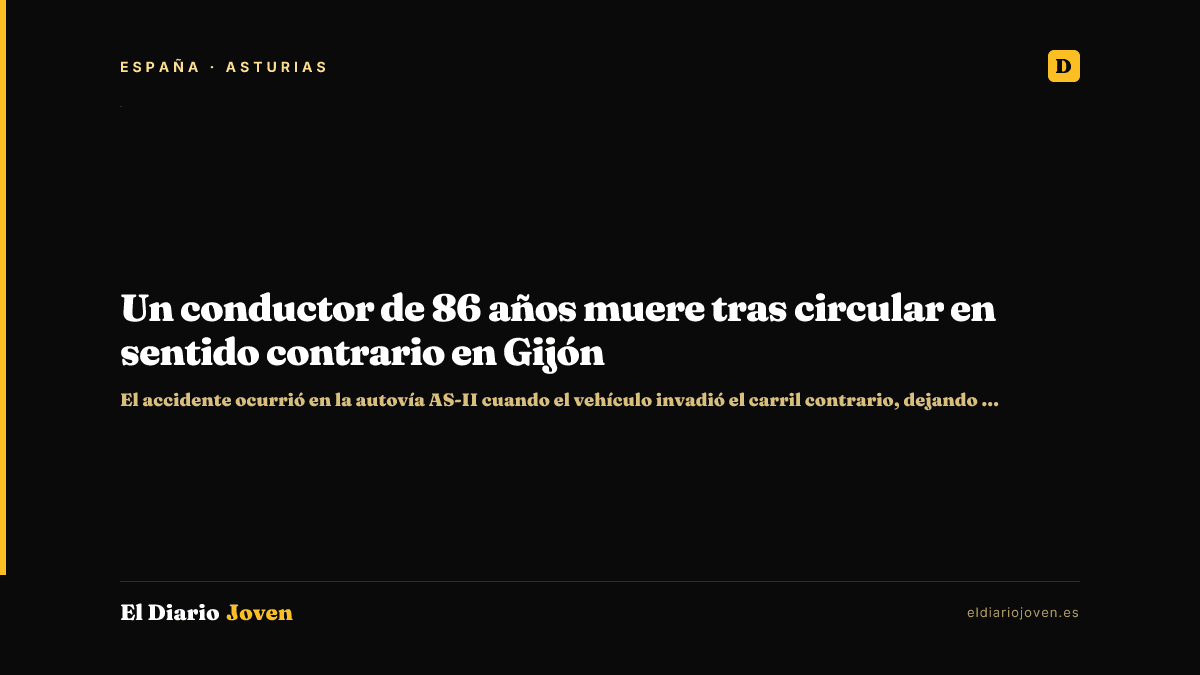 Un conductor de 86 años muere tras circular en sentido contrario en Gijón