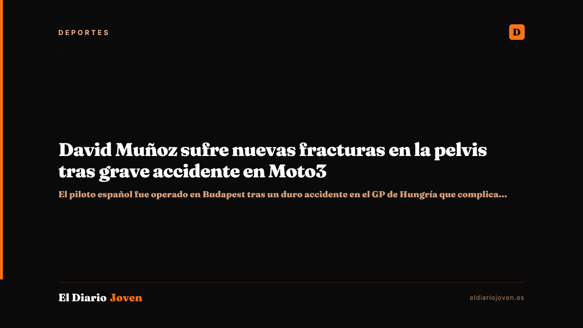 David Muñoz sufre nuevas fracturas en la pelvis tras grave accidente en Moto3