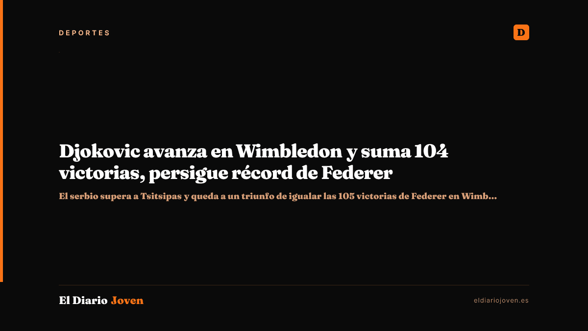 Djokovic avanza en Wimbledon y suma 104 victorias, persigue récord de Federer