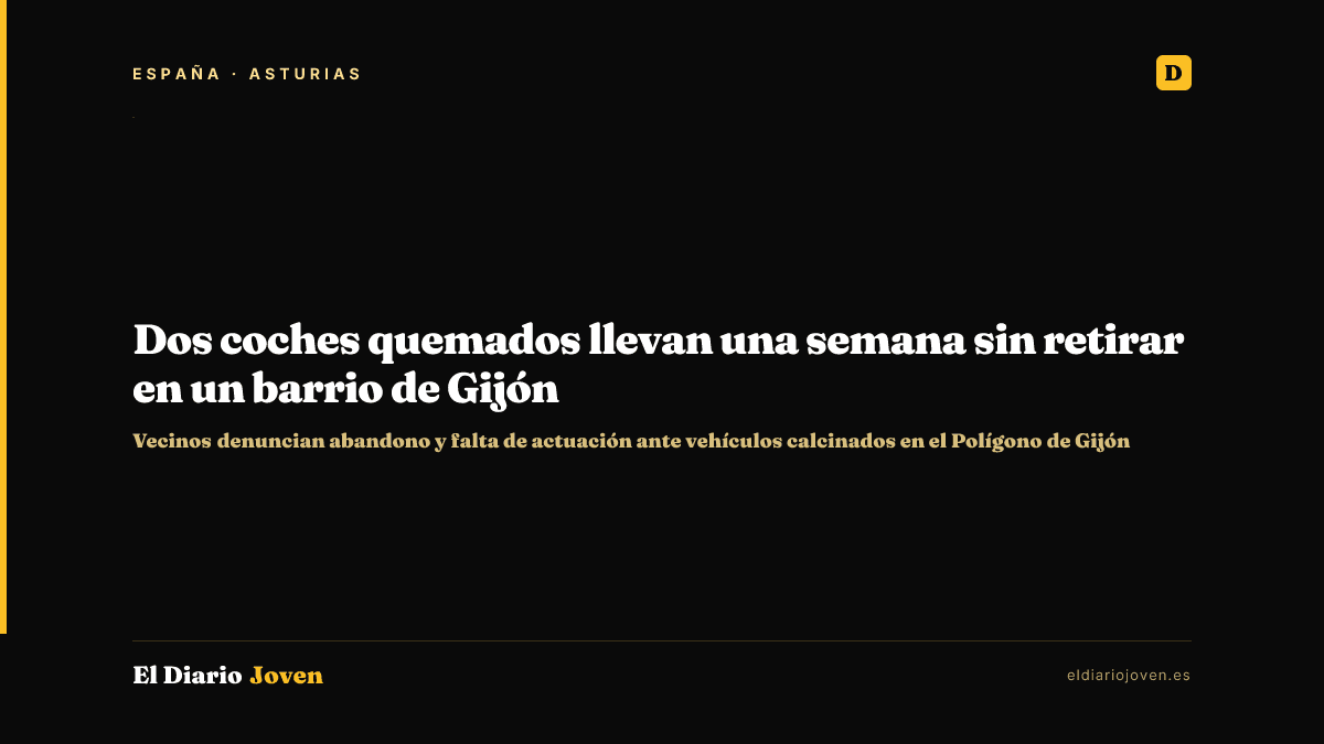 Dos coches quemados llevan una semana sin retirar en un barrio de Gijón