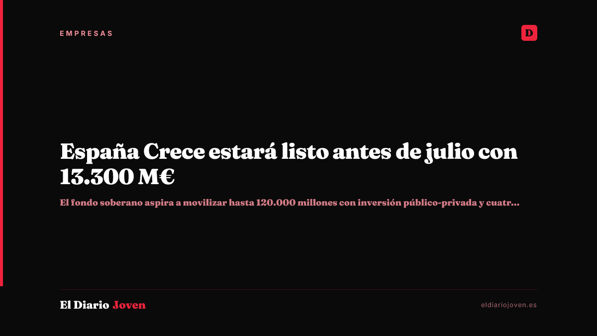 España Crece estará listo antes de julio con 13.300 M€