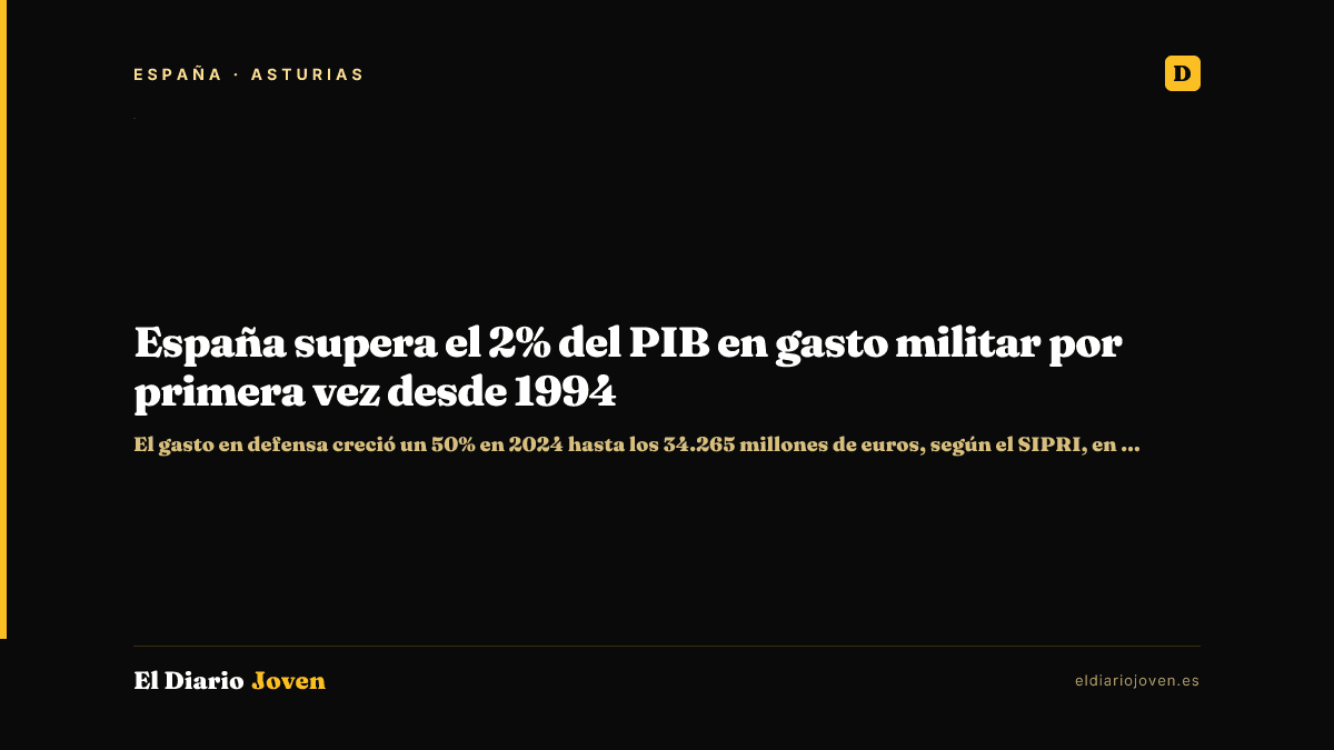 España supera el 2% del PIB en gasto militar por primera vez desde 1994