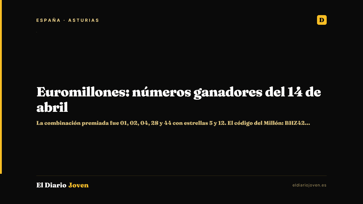 Euromillones: números ganadores del 14 de abril