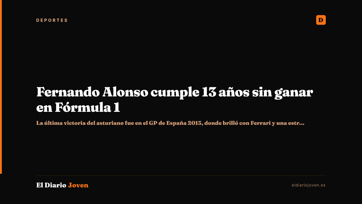 Fernando Alonso cumple 13 años sin ganar en Fórmula 1
