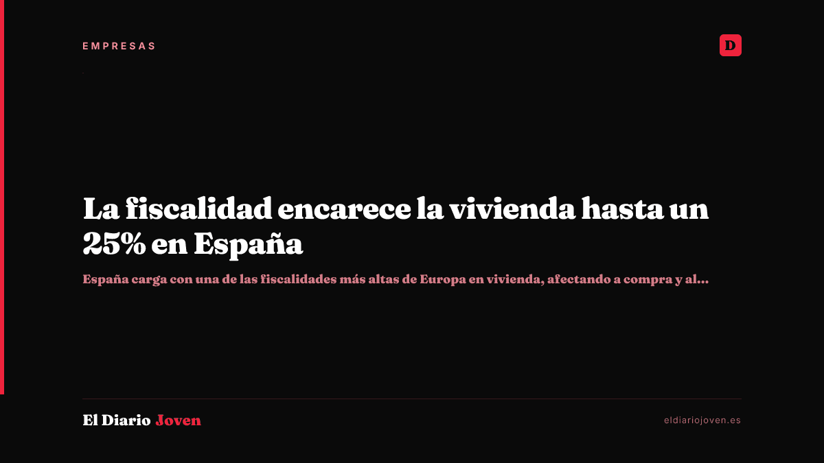 La fiscalidad encarece la vivienda hasta un 25% en España