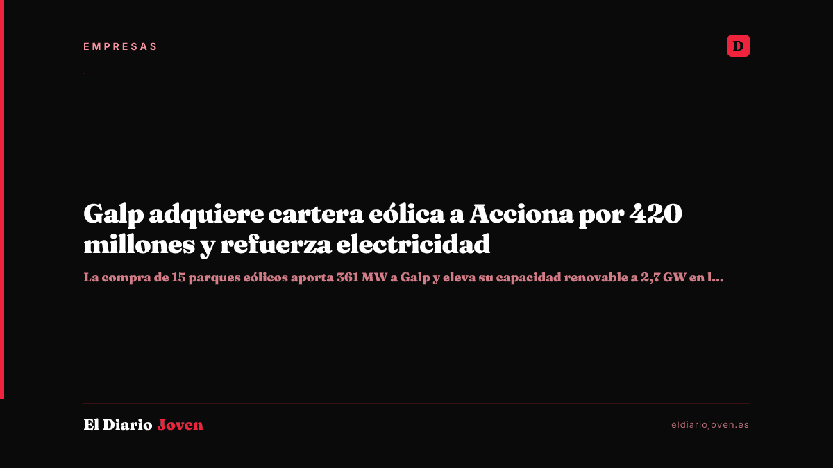 Galp adquiere cartera eólica a Acciona por 420 millones y refuerza electricidad