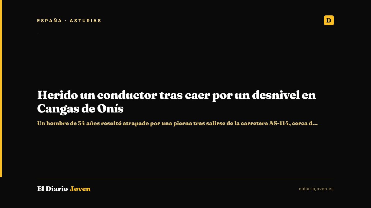 Herido un conductor tras caer por un desnivel en Cangas de Onís