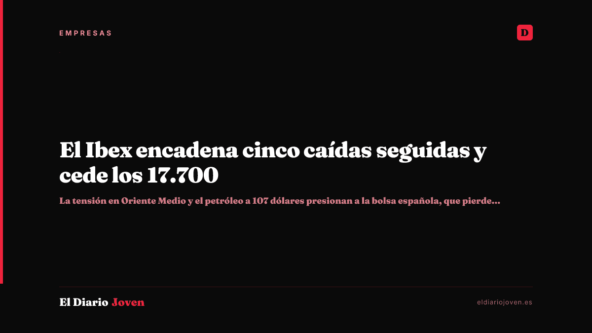 El Ibex encadena cinco caídas seguidas y cede los 17.700