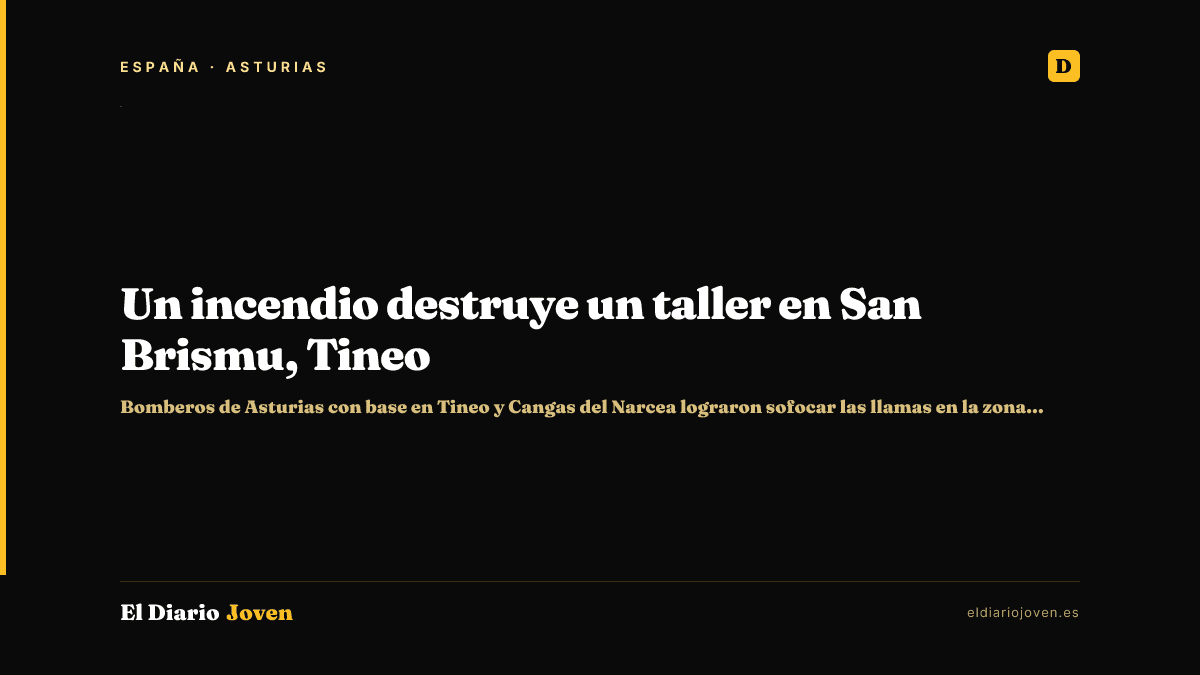 Un incendio destruye un taller en San Brismu, Tineo