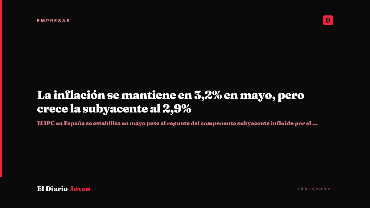 La inflación se mantiene en 3,2% en mayo, pero crece la subyacente al 2,9%