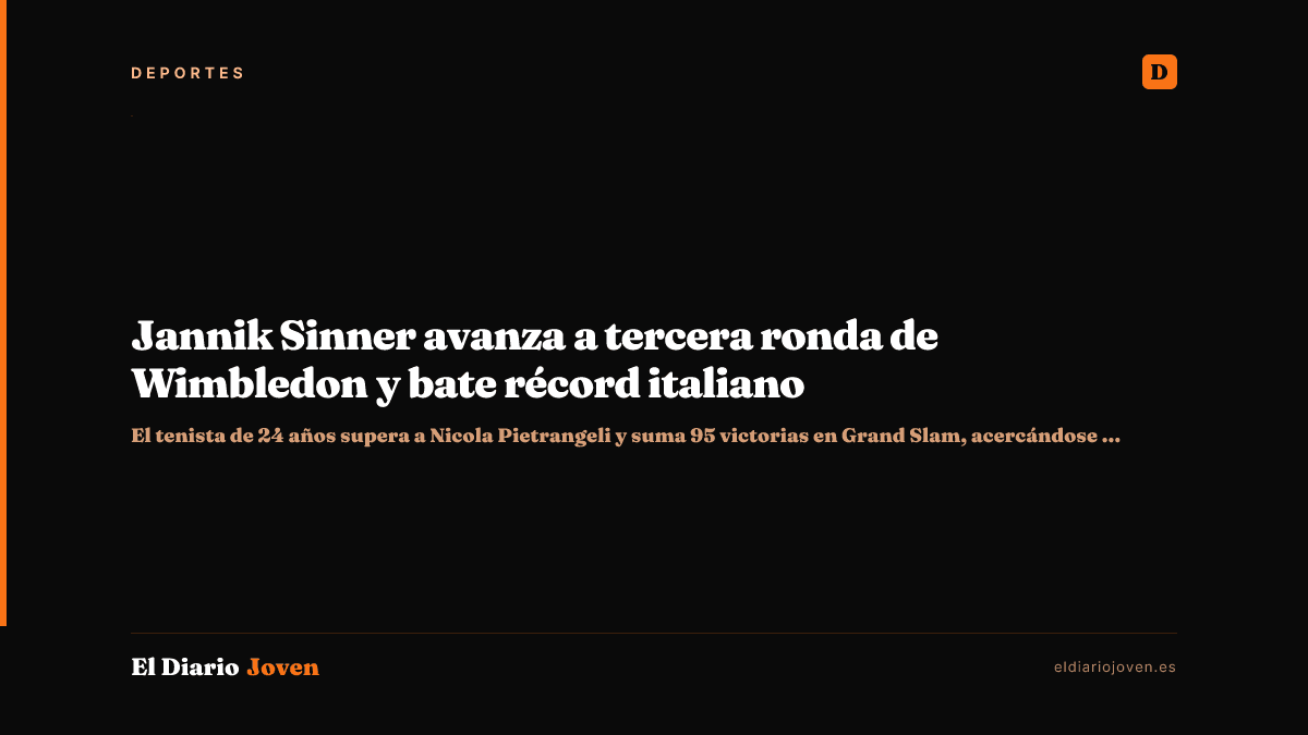 Jannik Sinner avanza a tercera ronda de Wimbledon y bate récord italiano