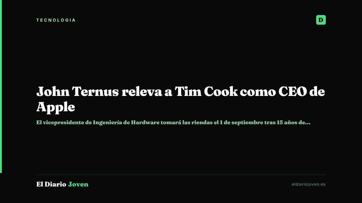 John Ternus releva a Tim Cook como CEO de Apple