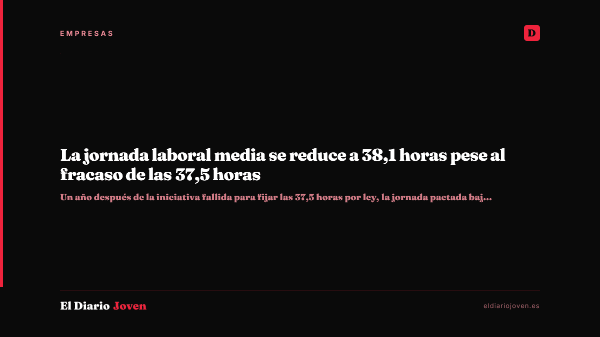 La jornada laboral media se reduce a 38,1 horas pese al fracaso de las 37,5 horas
