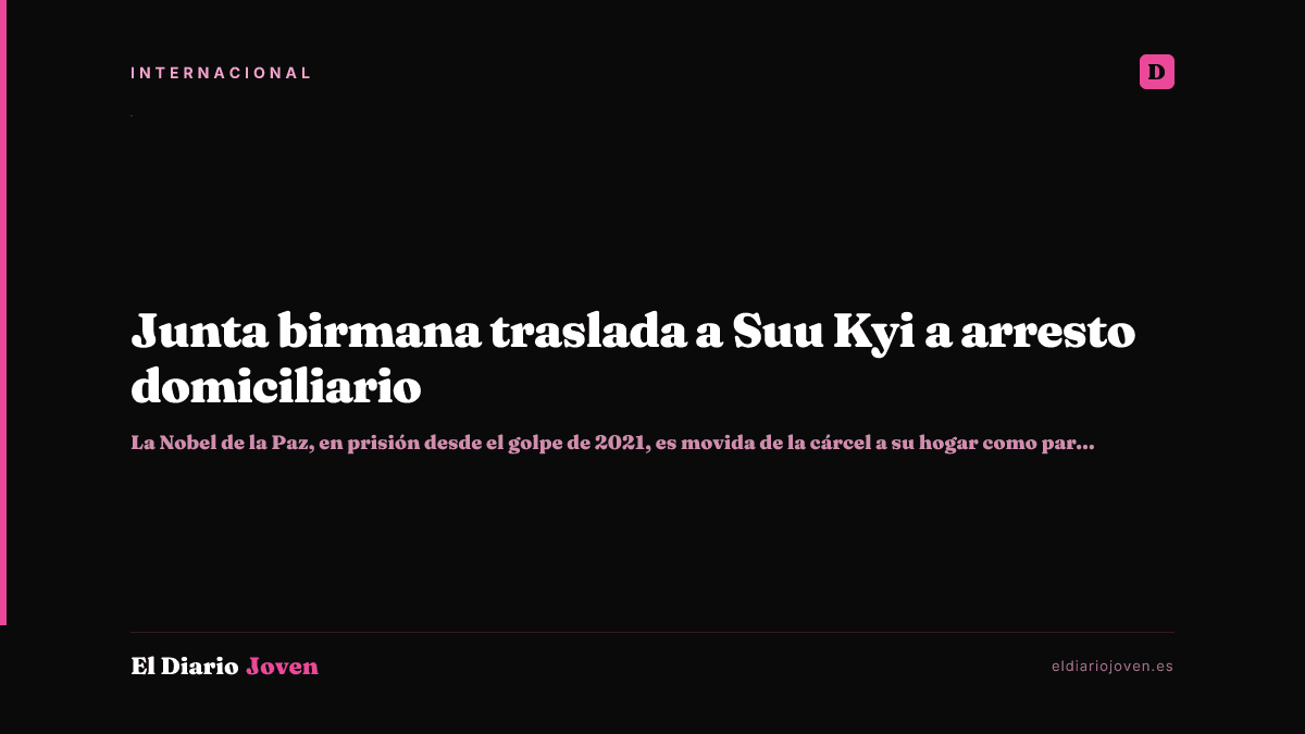 Junta birmana traslada a Suu Kyi a arresto domiciliario