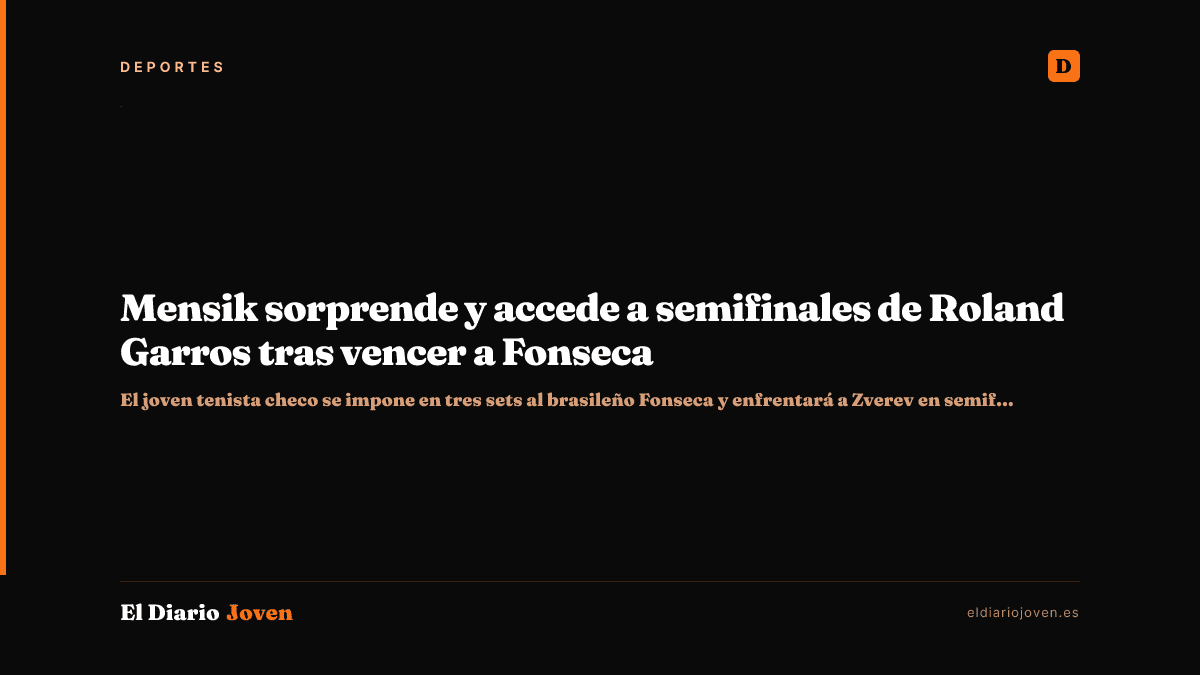 Mensik sorprende y accede a semifinales de Roland Garros tras vencer a Fonseca