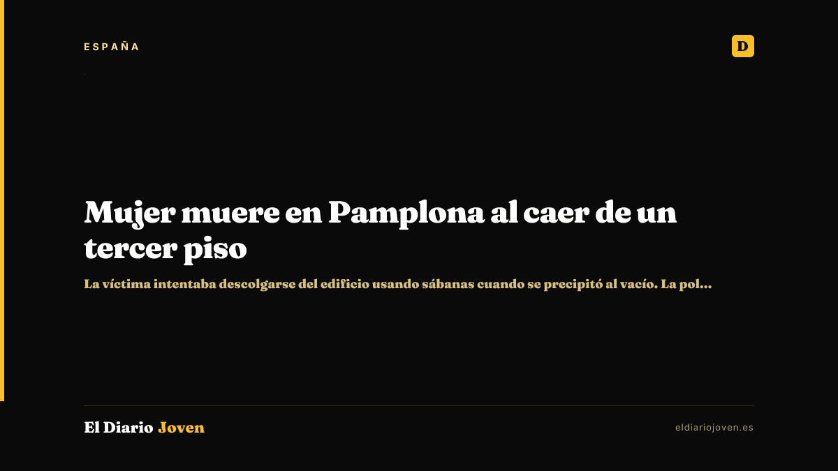 Mujer muere en Pamplona al caer de un tercer piso
