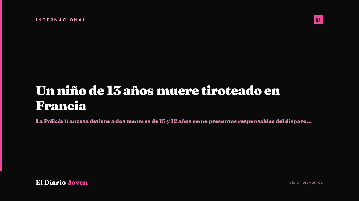 Un niño de 13 años muere tiroteado en Francia