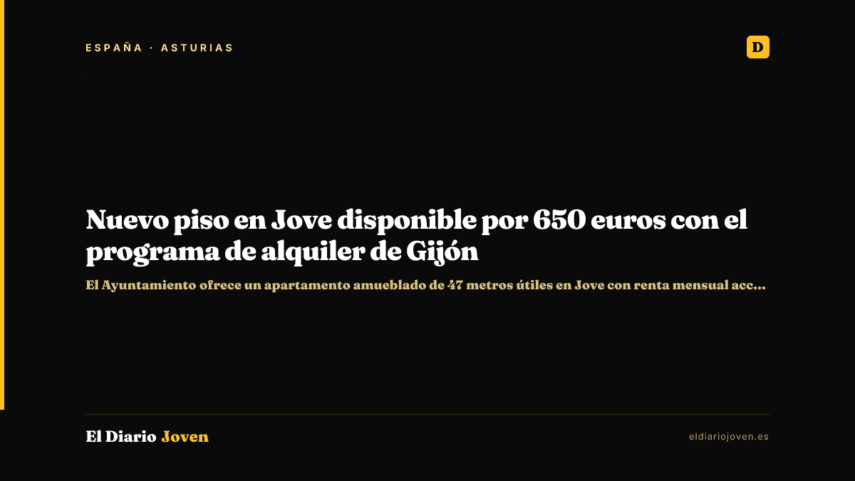 Nuevo piso en Jove disponible por 650 euros con el programa de alquiler de Gijón