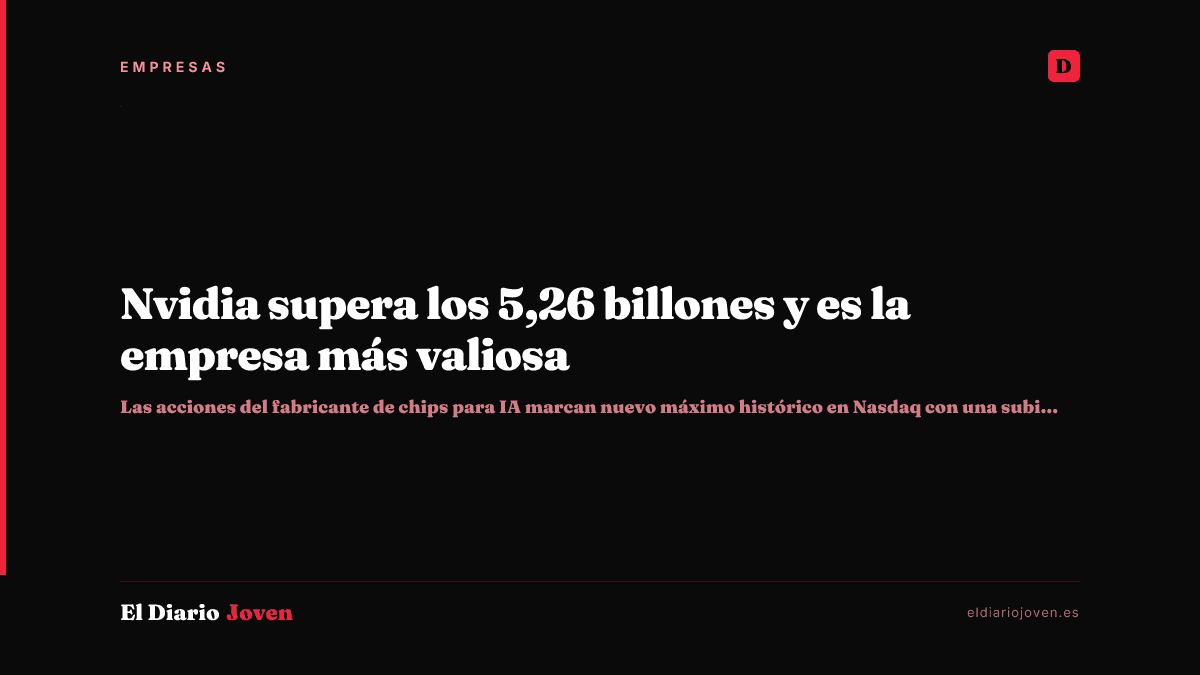 Nvidia supera los 5,26 billones y es la empresa más valiosa