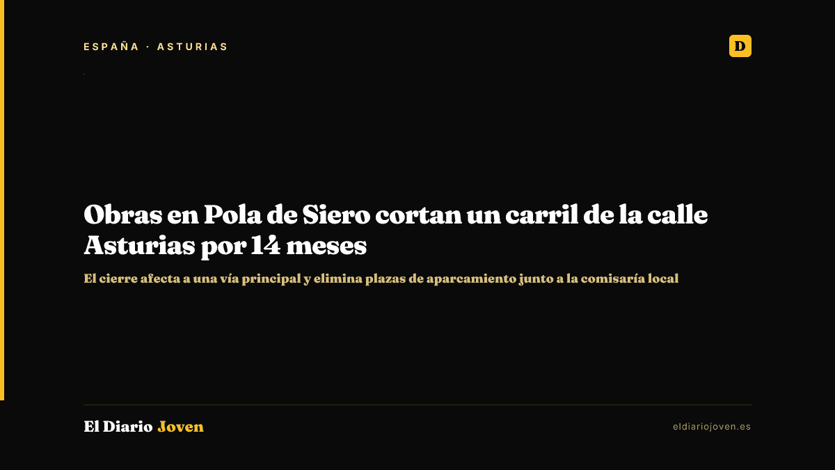 Obras en Pola de Siero cortan un carril de la calle Asturias por 14 meses