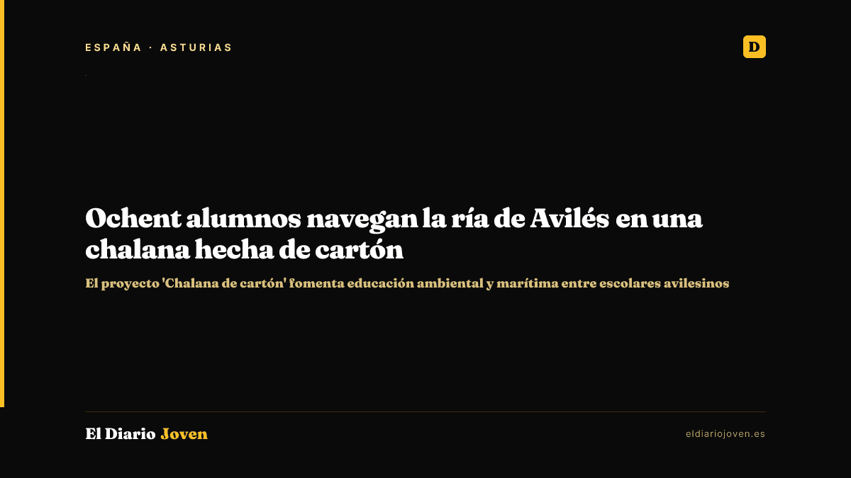 Ochent alumnos navegan la ría de Avilés en una chalana hecha de cartón