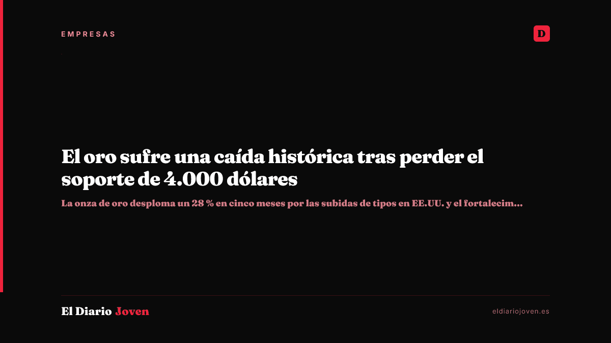 El oro sufre una caída histórica tras perder el soporte de 4.000 dólares