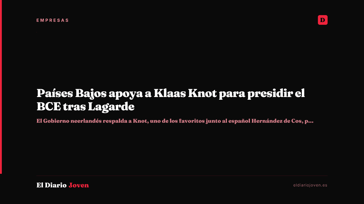 Países Bajos apoya a Klaas Knot para presidir el BCE tras Lagarde