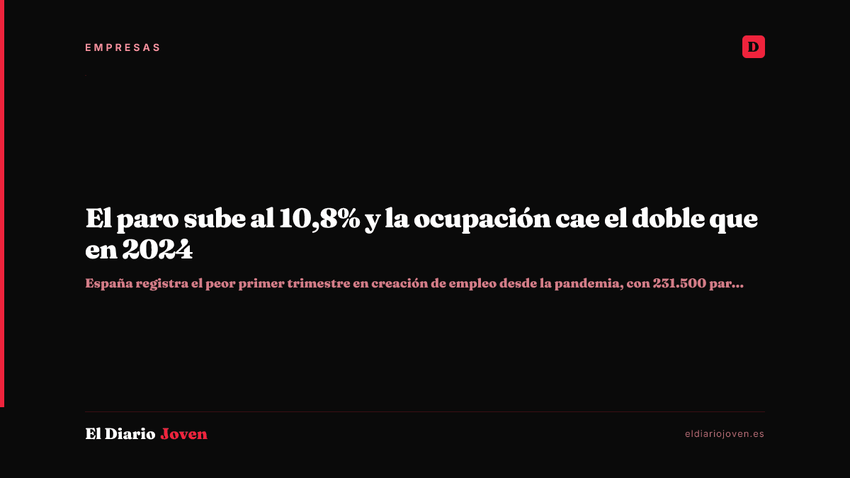 El paro sube al 10,8% y la ocupación cae el doble que en 2024