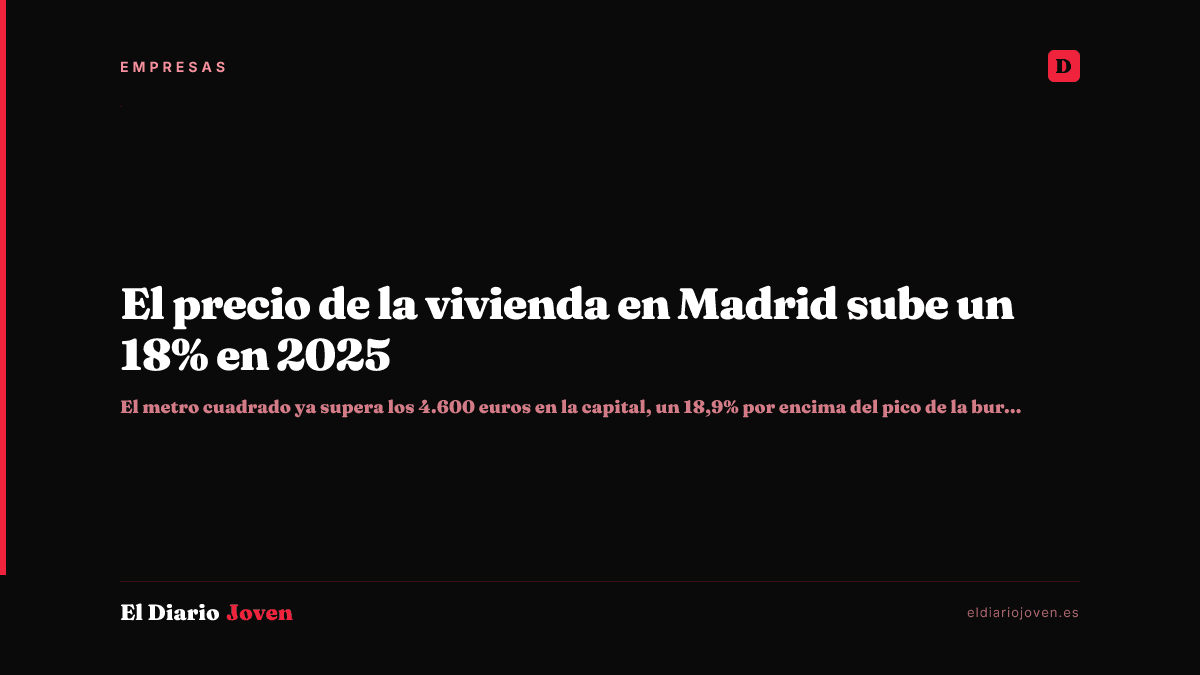 El precio de la vivienda en Madrid sube un 18% en 2025
