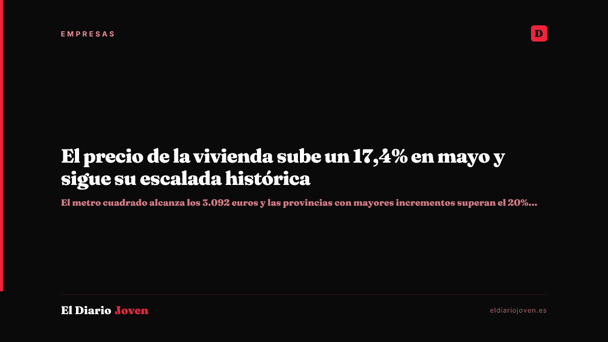 El precio de la vivienda sube un 17,4% en mayo y sigue su escalada histórica