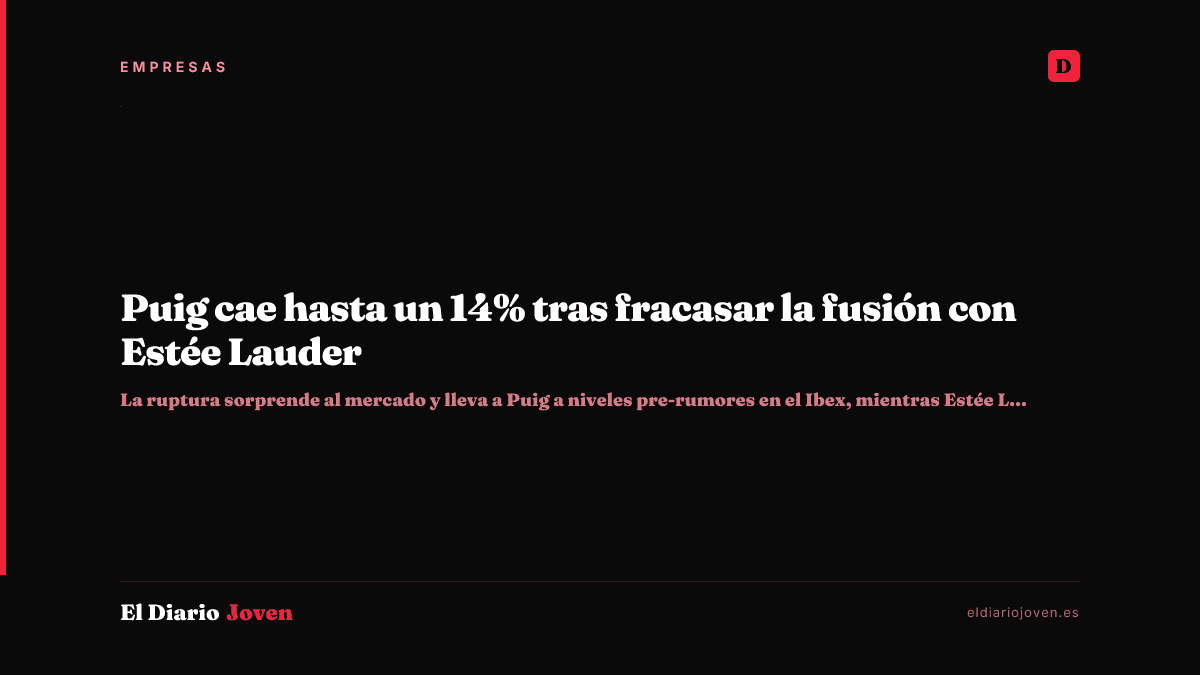 Puig cae hasta un 14% tras fracasar la fusión con Estée Lauder