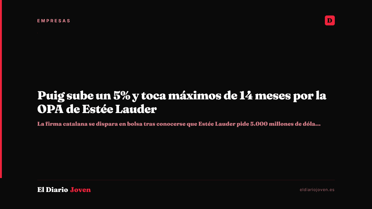 Puig sube un 5% y toca máximos de 14 meses por la OPA de Estée Lauder